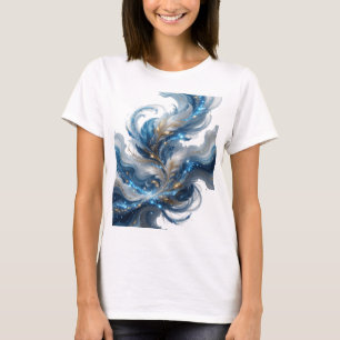 Witty Gold BLAUE FEDERN UND STERNE Individuelles D T-Shirt