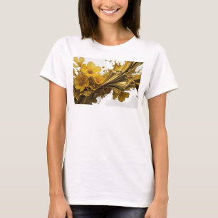 Witty Gold GOLDEN FLORAL SPLASH Tragbare Kunst T-Shirt