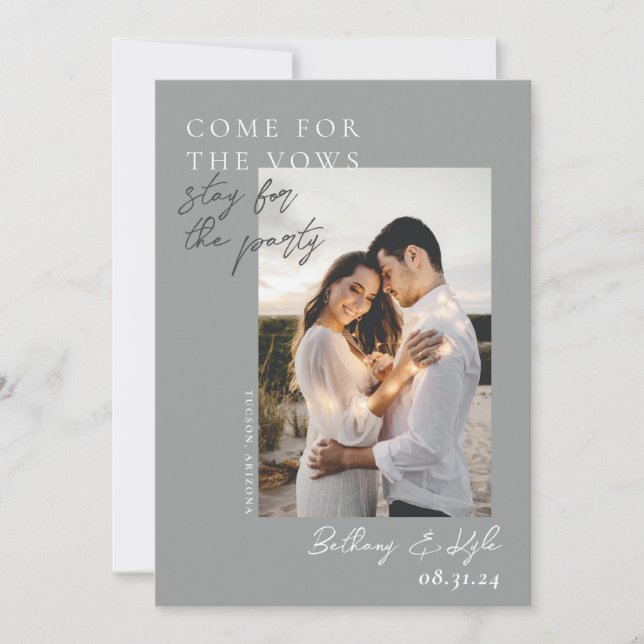 Witty Grey Photo Enregistrer La Date Invitation (Devant)