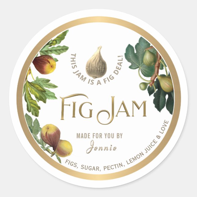 Witty Logo Design Elegant Fig Jam behält Klasse Runder Aufkleber (Vorderseite)