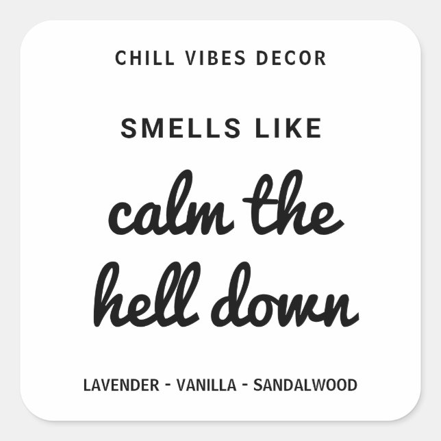Witty Modern White Soy Candle Labels Quadratischer Aufkleber (Vorderseite)