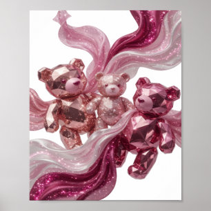 Witty Silver THREE BEARS OF GLITTER künstlerisches Poster