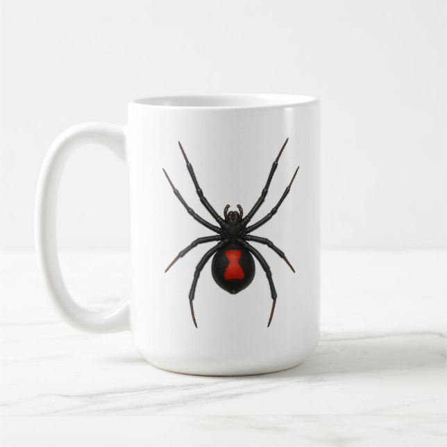 Witwenwarnung: Schwarze Witwenspinne Kaffeetasse (Links)