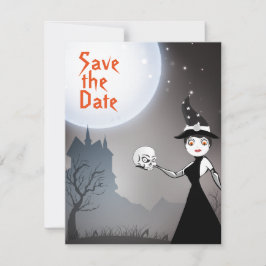 Witz- und Skull-Paar Full Moon Halloween Hochzeit Save The Date