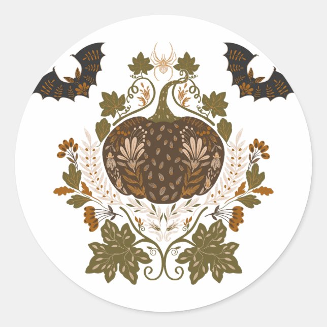 Witzen Vine Halloween Pumpkin Design Runder Aufkleber (Vorderseite)