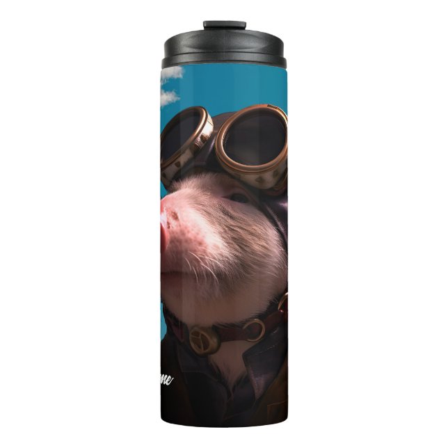 Witzig beim Fliegen von Schweinen Thermosbecher (Vorderseite)