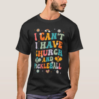 Witzig ich kann nicht Kirche und Pickleball Art Gr T-Shirt