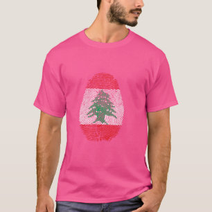 Witzig ist es in meiner DNA Libanon Fahne Fingerpr T-Shirt