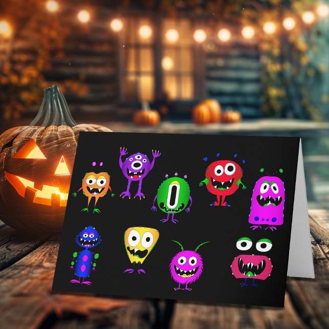 Witzig, Monster, Halloween Karte (Hey, check out this most awesome Halloween card with some very cool cartoon monsters!)