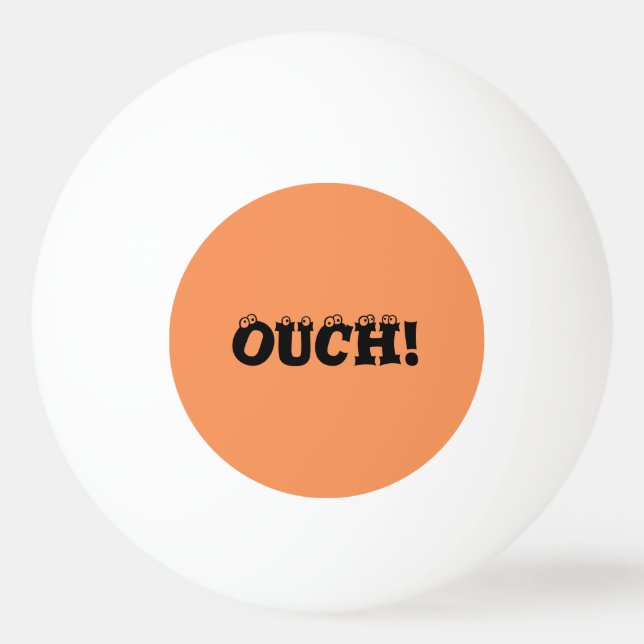 Witzig "ouch!" Orangefarbener Pong-Ball Tischtennisball (Vorderseite)