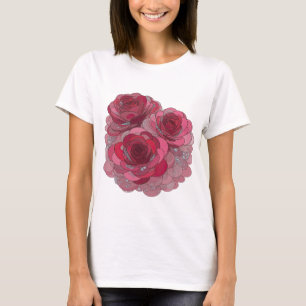Witzig Silber DREI ROSEN WACHSEN AUS DEM HERZEN T-Shirt