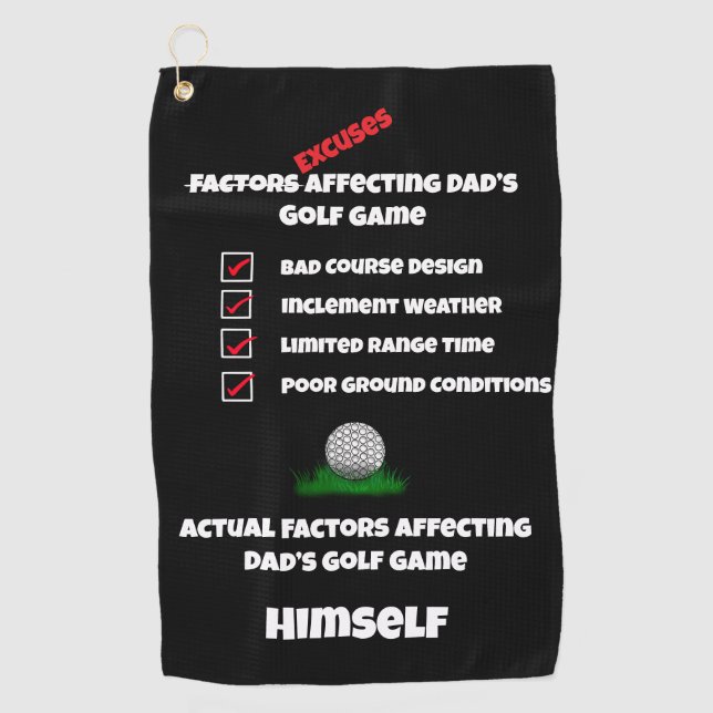 Witzige Ausreden klassisches Schwarz und Weiß Golfhandtuch (Vorderseite)