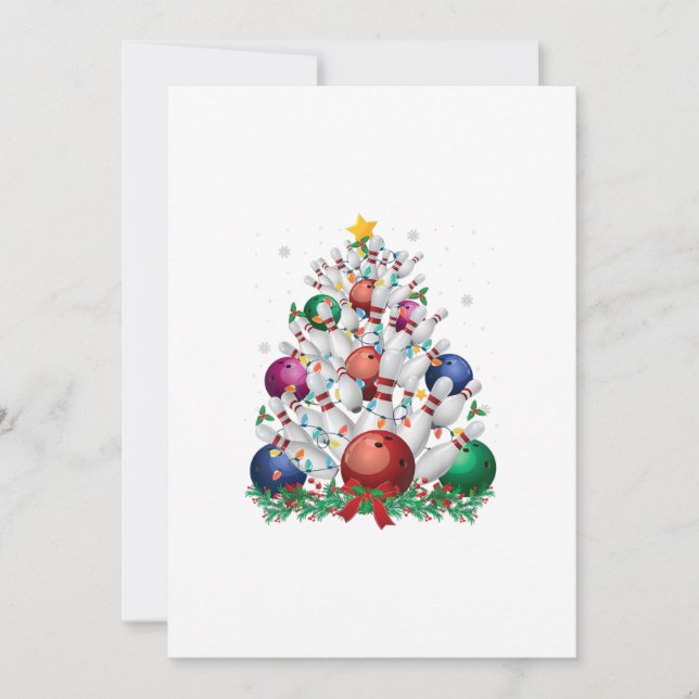 witzige Bowling-Weihnachtsbaum-Liebe Einladung (Vorderseite)