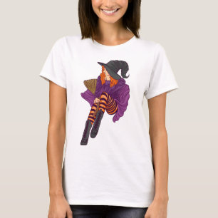 Witzige Hexenmädchen halloween weibliche T-Shirt