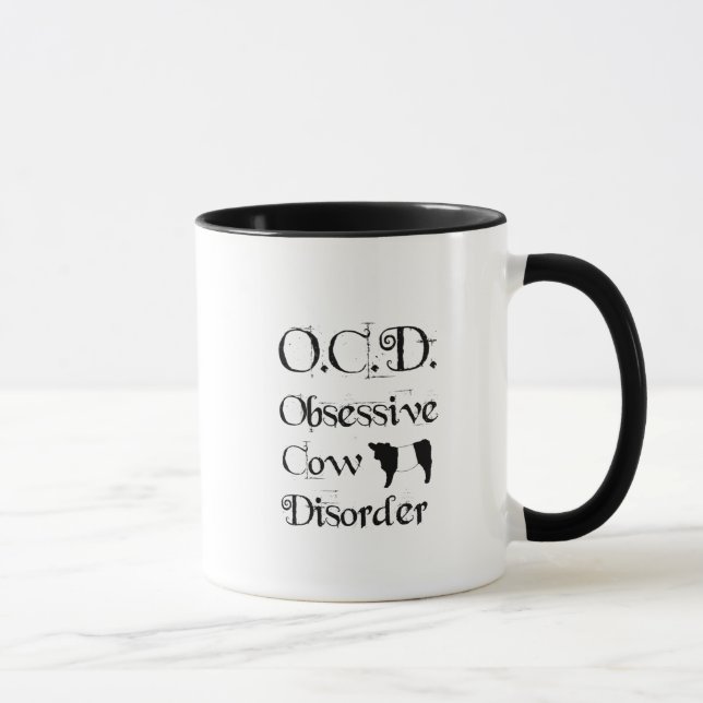 Witzige, humorvolle, obsessive Rinderkrankheit Tasse (Rechts)