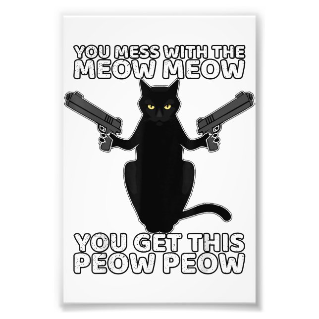 Witzige Katze mit Gewehren, die du mit der Meow-Me Fotodruck (Vorne)