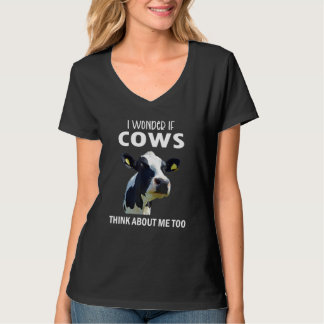 Witzige Kuh, ich frage mich, ob Kühe denken über m T-Shirt