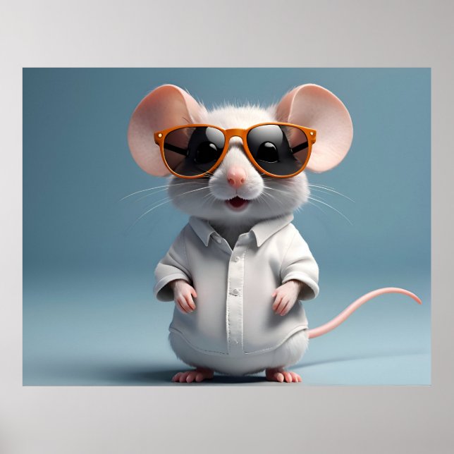 Witzige Maus mit Brille Poster (Vorne)