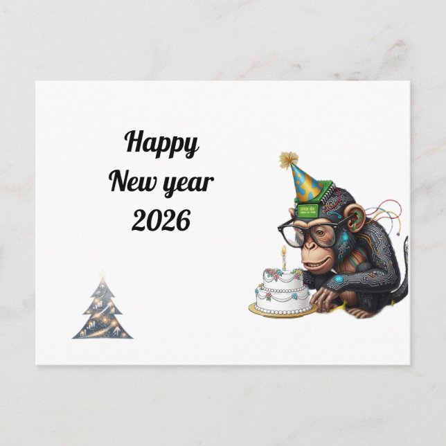 Witzige Neujahrskarte Postkarte (Vorderseite)