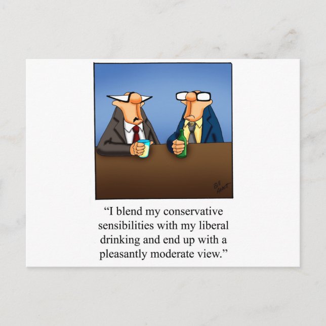 Witzige Politik und Trinken Cartoon Geschenk! Postkarte (Vorderseite)