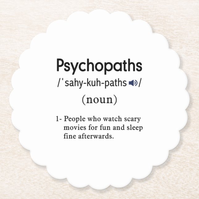 witzige Psychopathen-Definition Untersetzer (Vorderseite)