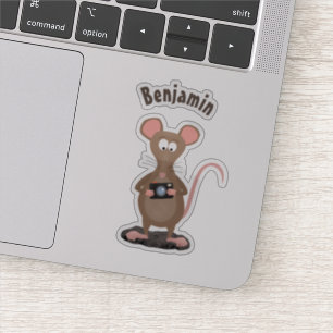 Witzige Ratte mit Kamera-Cartoon-Illustration Aufkleber
