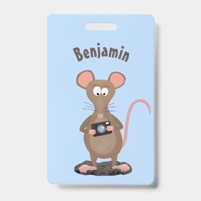 Witzige Ratte mit Kamera-Cartoon-Illustration Ausweis (Vorderseite)