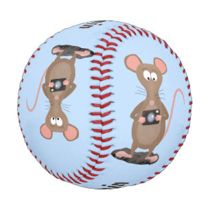 Witzige Ratte mit Kamera-Cartoon-Illustration Baseball