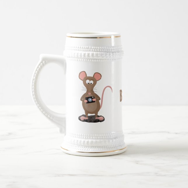 Witzige Ratte mit Kamera-Cartoon-Illustration Bierglas (Links)