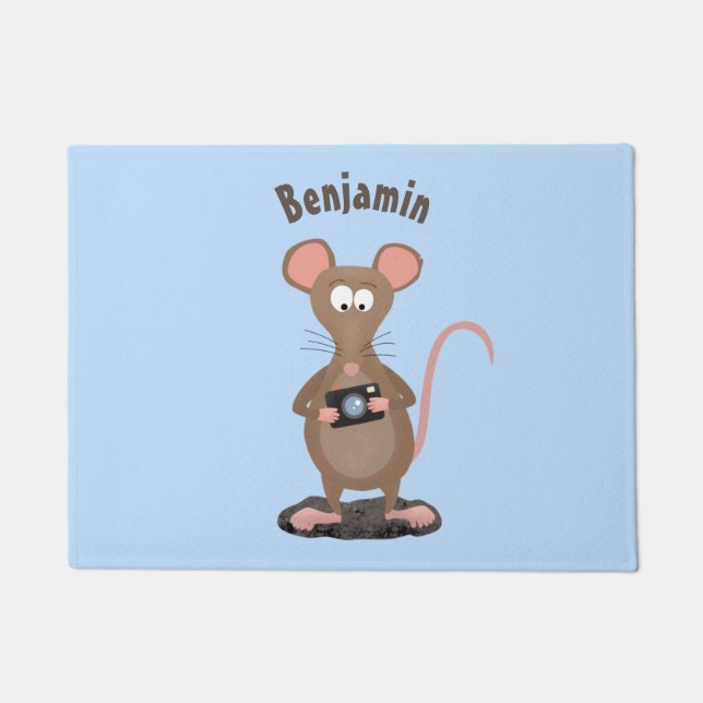 Witzige Ratte mit Kamera-Cartoon-Illustration Fußmatte (Vorderseite)