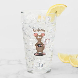 Witzige Ratte mit Kamera-Cartoon-Illustration Glas