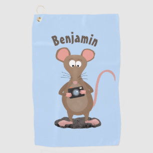 Witzige Ratte mit Kamera-Cartoon-Illustration Golfhandtuch