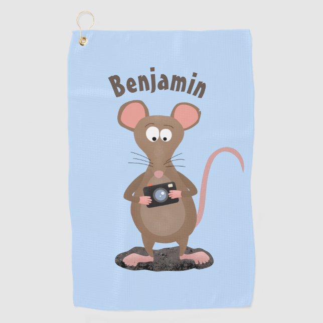 Witzige Ratte mit Kamera-Cartoon-Illustration Golfhandtuch (Vorderseite)