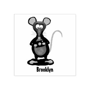 Witzige Ratte mit Kamera-Cartoon-Illustration Gummistempel
