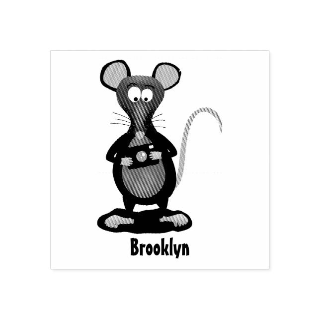 Witzige Ratte mit Kamera-Cartoon-Illustration Gummistempel (Prägung)