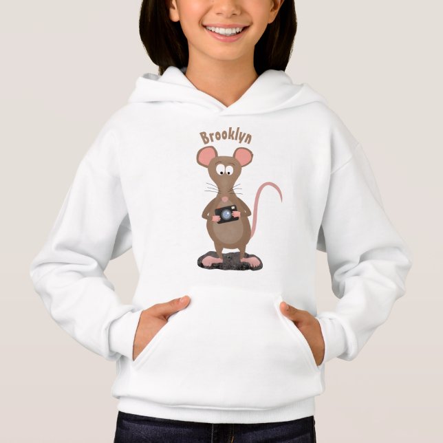 Witzige Ratte mit Kamera-Cartoon-Illustration Hoodie (Vorderseite)
