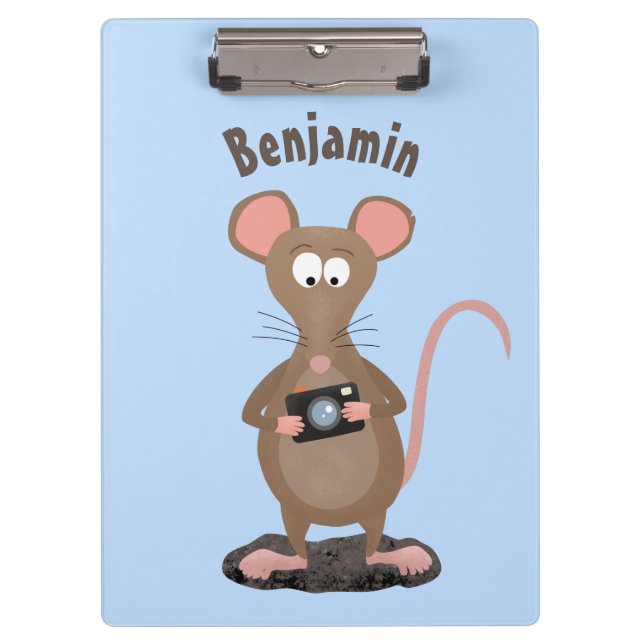 Witzige Ratte mit Kamera-Cartoon-Illustration Klemmbrett (Vorderseite)