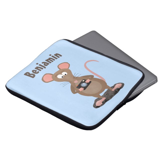 Witzige Ratte mit Kamera-Cartoon-Illustration Laptopschutzhülle (Vorne Oben)