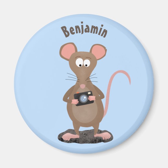 Witzige Ratte mit Kamera-Cartoon-Illustration Magnet (Vorne)