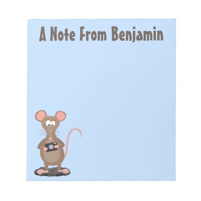 Witzige Ratte mit Kamera-Cartoon-Illustration Notizblock (Vorderseite)