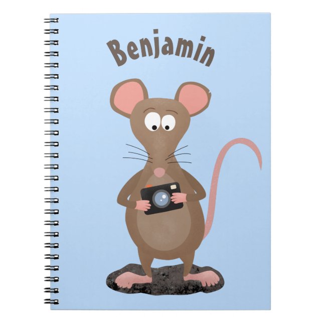 Witzige Ratte mit Kamera-Cartoon-Illustration Notizblock (Vorderseite)