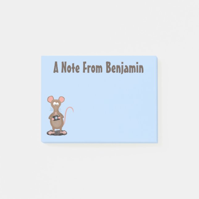 Witzige Ratte mit Kamera-Cartoon-Illustration Post-it Klebezettel (Vorderseite)