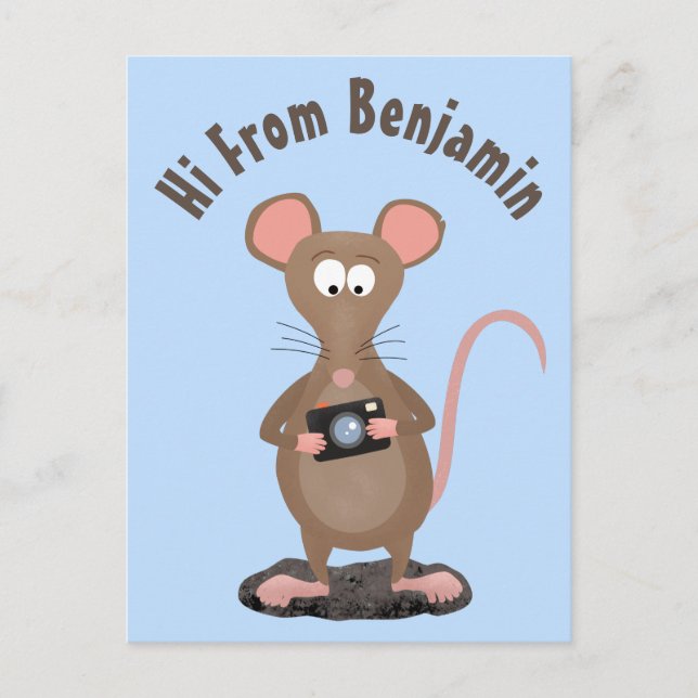 Witzige Ratte mit Kamera-Cartoon-Illustration Postkarte (Vorderseite)