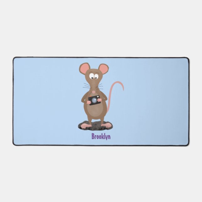 Witzige Ratte mit Kamera-Cartoon-Illustration Schreibtischunterlage (Vorderseite)