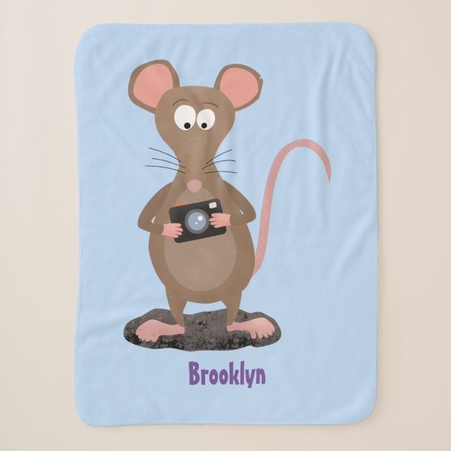 Witzige Ratte mit Kamera-Cartoon-Illustration Sherpadecke (Vorderseite)