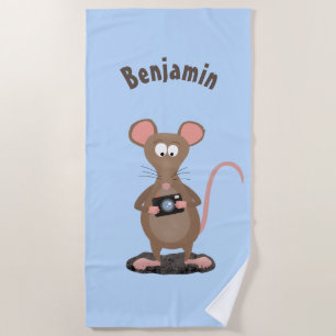 Witzige Ratte mit Kamera-Cartoon-Illustration Strandtuch