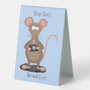 Witzige Ratte mit Kamera-Cartoon-Illustration Tischaufsteller