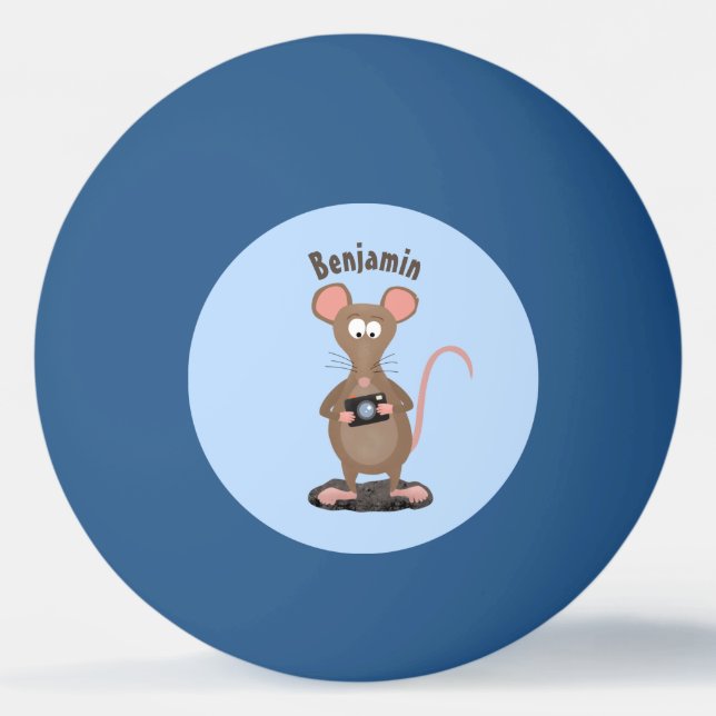Witzige Ratte mit Kamera-Cartoon-Illustration Tischtennisball (Vorderseite)