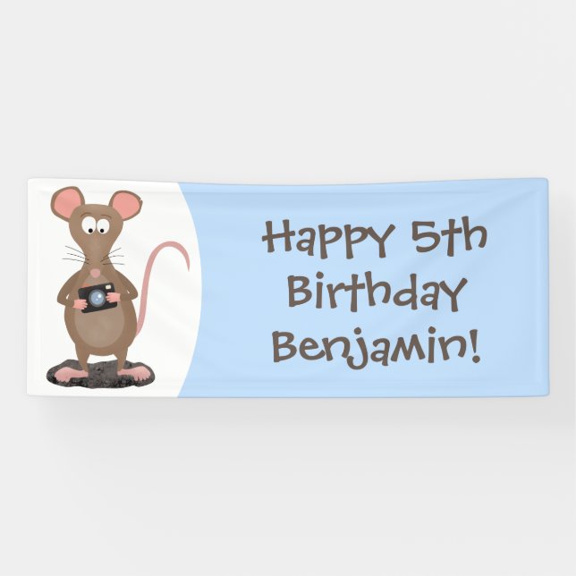 Witzige Ratte und Kamera personalisiert Banner (Horizontal)