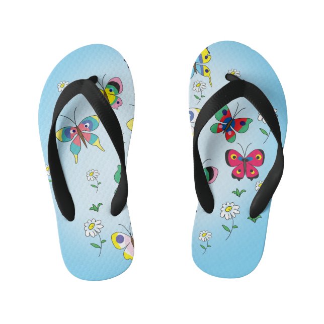 witzige Schmetterlinge am Himmel Kinderbadesandalen (Fußbett)
